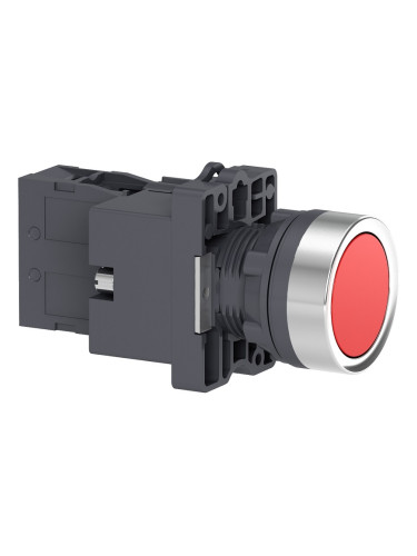 Бутон светещ, червен, 1NO, с LED, 24VAC/VDC, ф22mm, XA2EW34B1, Schneider