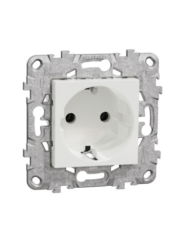 Електрически контакт, 16A, 250VAC, единичен, бял, за вграждане, шуко, New Unica, NU503618