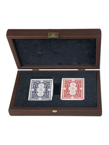  Карти за игра Manopoulos - В дървена кутия, тъмен орех