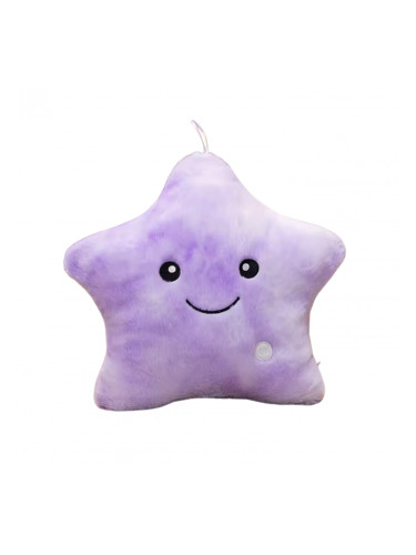 Плюшена звезда с LED светлини, лилава, 30 см