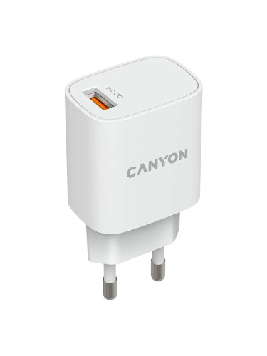Зарядно Canyon 220V USB-А/C 18W H-18 бял