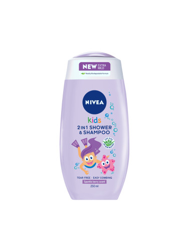 NIVEA Kids Детски 2в1 душ-гел и шампоан за момичета Душ гел дамски 250ml