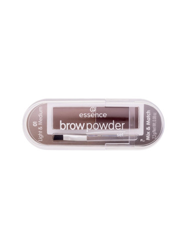 Essence Brow Powder Set Пудра за вежди за жени 2,3 гр Нюанс 01 Light & Medium