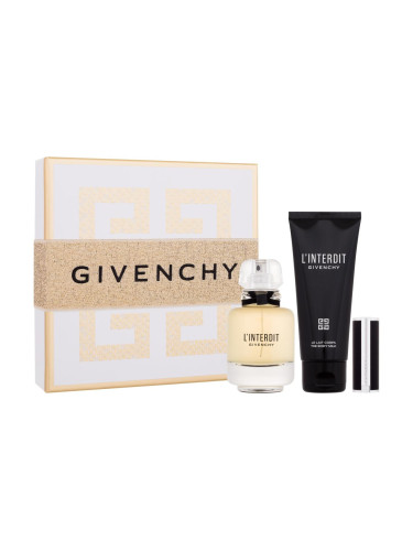 Givenchy L'Interdit Подаръчен комплект EDP 50 ml + лосион за тяло 75 ml + червило Le Rouge Interdit Intense Silk 1,5 g 333