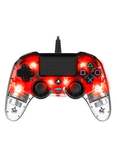Контролер Nacon за PS4 - Wired Illuminated Compact Controller, crystal red