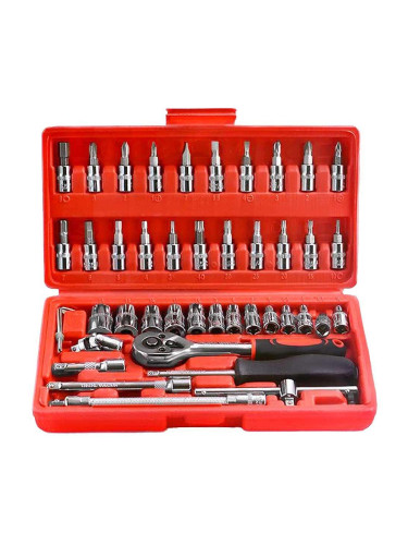 Гедоре 46 части, 1/4", 4-14 мм, BIGSTREN
