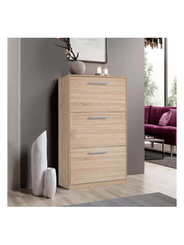 ШКАФ ЗА ОБУВКИ ЛЕОН 3 - 64/19/119.6 СМ В ТЕКСТУРА ДЪБ СОНОМА