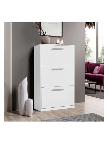 БЯЛ ШКАФ ЗА ОБУВКИ ЛЕОН 3 - 64/19/119.6 СМ