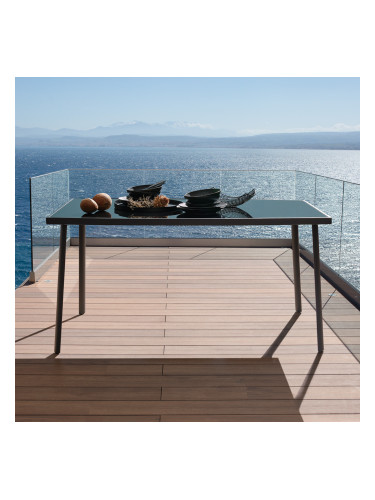 ЧЕРНА ГРАДИНСКА МАСА НАДИН СЪС СТЪКЛЕН ПЛОТ 88/148/72 h