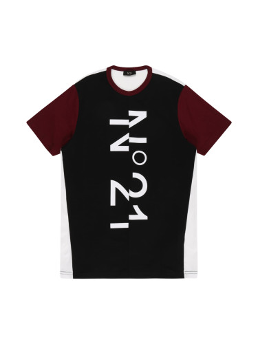N°21 Тениска  карминено червено / черно / мръсно бяло
