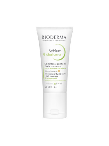 Bioderma Sebium Global Cover Тониран крем за лице за мазна кожа, склонна към акне 30 ml - Срок на годност: 31.05.2024 г.