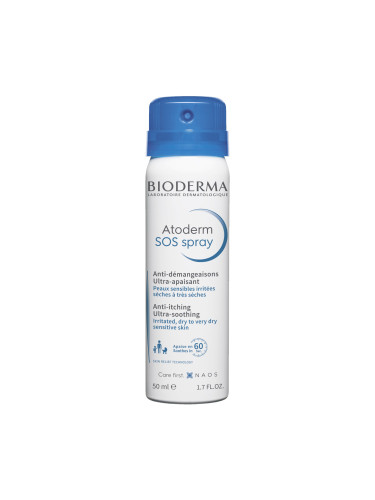 Bioderma Atoderm SOS Спрей против сърбеж за атопична кожа и псориазис 200 ml. - 50 ml - Срок на годност: 31.07.2024 г.