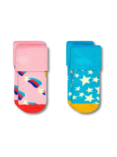 Happy Socks Къси чорапи  небесносиньо / жълто / розово / бяло