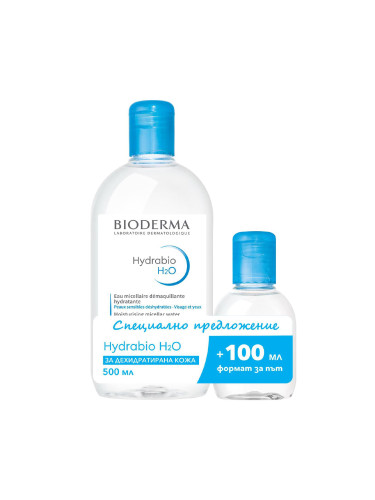 Bioderma Hydrabio Мицеларна вода за чувствителна и дехидратирана кожа 500 ml + подарък 100 ml