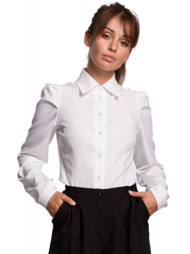 Класическа риза с дълги ръкави в бял цвят B165