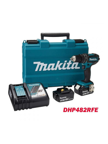 Винтоверт акумулаторен, ударен, Makita DHP482RFE, 18V, LXT, 2x3Ah, 62Nm