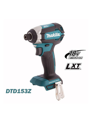 Винтоверт акумулаторен, ударен / Impact, Makita DTD153Z, 18V, LXT, 170Nm, безчетков мотор
