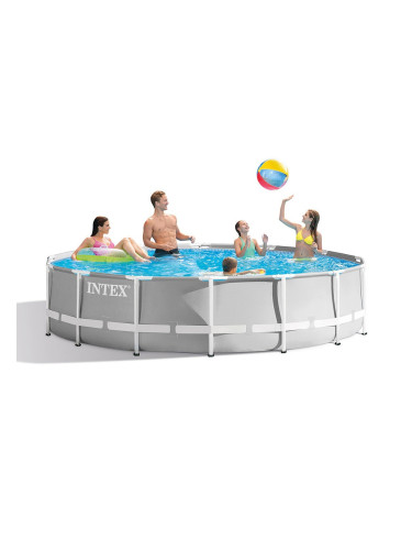 Басейн с метална конструкция, 457x107см, INTEX 26724NP Prism Frame Pool Set, с филтърна помпа, стълба, подложка и покривало