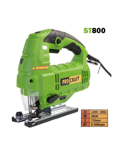Прободен трион електрически PROCRAFT ST800, 800W, 19 мм ход на нож, с регулиране на обороти