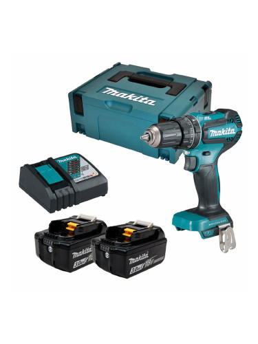 Винтоверт акумулаторен, ударен, Makita DHP485RFJ, 18V, LXT, 2x3Ah, 50Nm, безчетков мотор