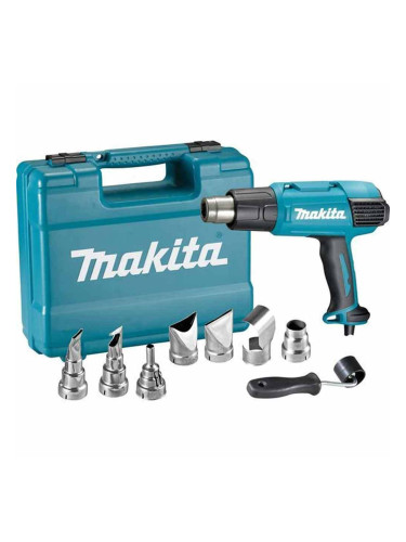 Пистолет за горещ въздух, електрически, Makita HG6531CK, 2000W, 550 л/мин, LCD дисплей