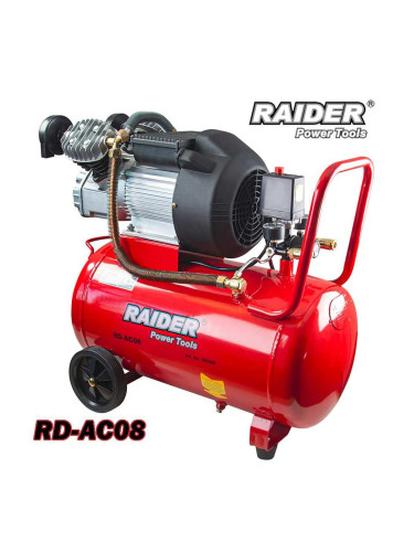 Компресор монофазен, безмаслен, RAIDER RD-AC08, 50л, 2200 W, 8 bar, 356 л/мин. дебит