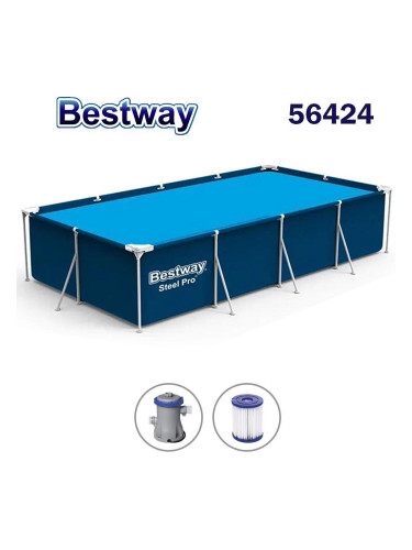 Басейн с метална конструкция, сглобяем, 400x211x81см, Bestway 56424 Steel Pro, 5700 л., с филтърна помпа