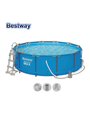 Басейн с метална конструкция, сглобяем, 366x100см, Bestway 56418 Steel Pro Max, с филтър и стълба
