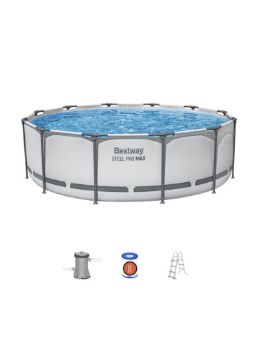 Басейн с метална конструкция сглобяем, 366x100см, Bestway 56418 Steel Pro Max, с филтърна помпа и стълба