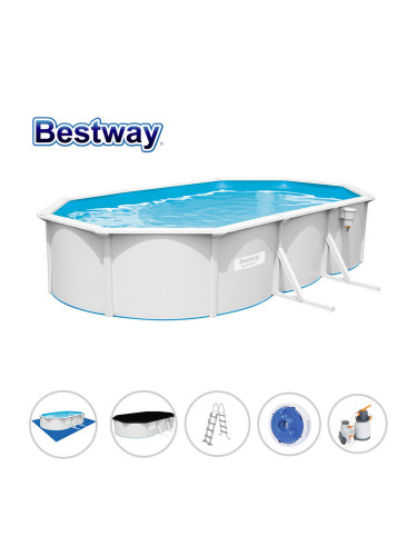 Басейн с твърди страници и конструкция, 610x360x120см, Bestway 56369 Hydrium, с филтърна помпа, стълба, подложка, покривало и диспенсър