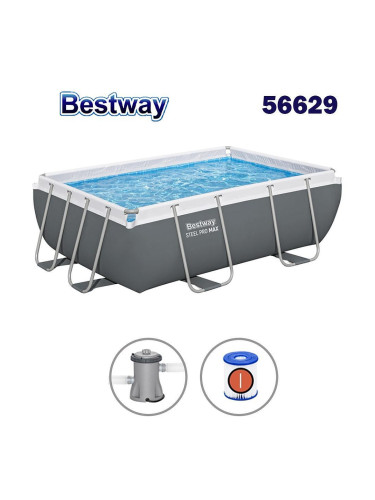 Басейн с метална конструкция, сглобяем, 282x196x84см, Bestway 56629 Power Steel, с филтърна помпа