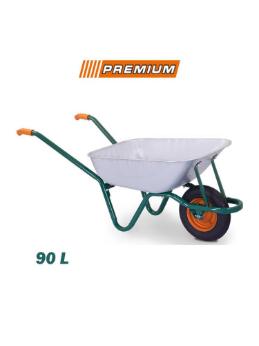 Количка строителна ръчна, работна, галванизирана, Premium, 90л, 100 кг товароносимост