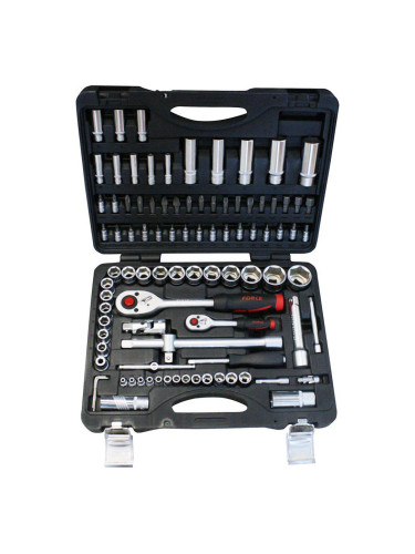 Гедоре 94 части FORCE 4941-5, 1/2”, 1/4”,6-32 мм, Chrome Vanadium Steel