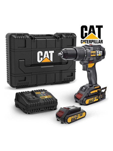 Винтоверт акумулаторен, ударен, CAT DX12, 18V, 2x2Ah, 65Nm