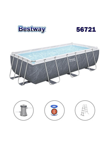 Басейн с конструкция, сглобяем, 404x201x100 см, Bestway 56721 Power Steel, с филтърна помпа и стълба