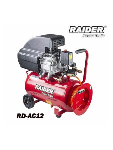 Компресор маслен, 24L, 1.5kW, 5м маркуч, 8 bar, 110 л/мин., RAIDER RD-AC12