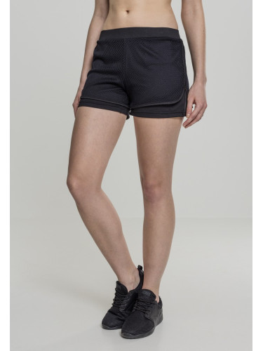 Дамски двуслойни мрежести къси панталони в черно Urban Classics Ladies Double Layer Mesh Shorts