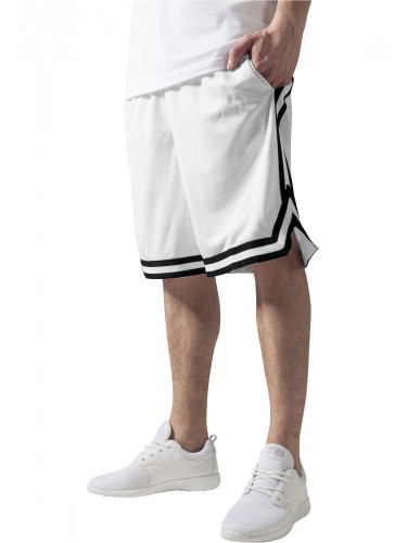 Мъжки къси панталони в бяло с черни кантове Urban Classics Stripes Mesh Shorts