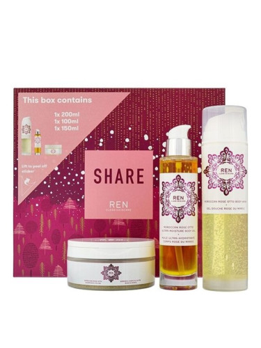 Комплект Почистване и полиране за тяло REN Moroccan Rose Otto Share Kit