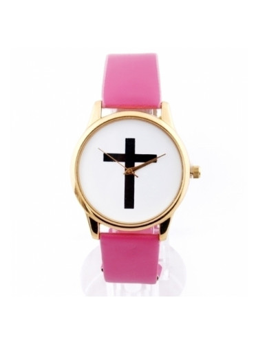 Розов часовник с кръст