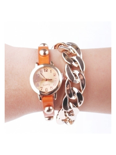 Часовник - гривна с оранжева каишка