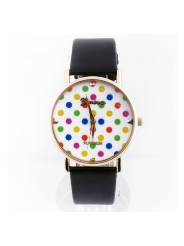 Черен часовник с цветни точки