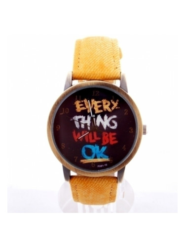 Жълт часовник с надпис