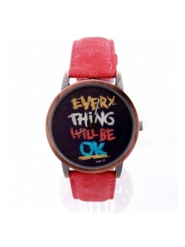 Червен часовник с надпис