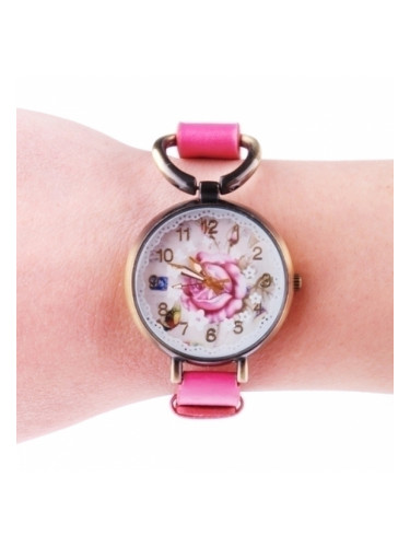 Розов часовник-гривна с роза