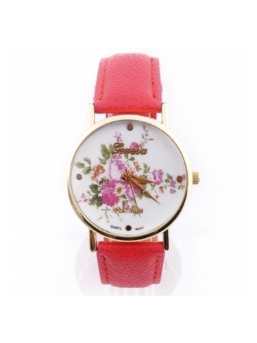 Розов часовник с флорални мотиви