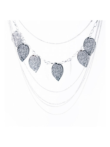 Колие Есенни листа - Сребристи