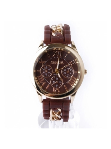 Кафяв часовник със силиконова каишка