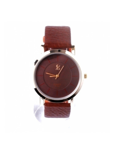 Дамски часовник с оранжево-кафява каишка