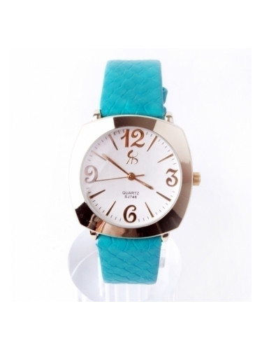 Стилен дамски часовник с тюркоазена каишка